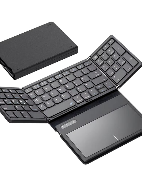 Load image into Gallery viewer, Portable Quadruple Folding Wireless Bluetooth Keyboard with Foldable Touchpad for Windows Android IOS Tablet Ipad Phone
